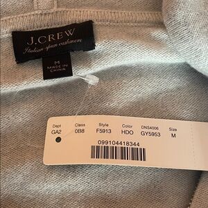 Beautiful soft grey full zip 100% cashmere hoodie - JCrew- NWT -medium